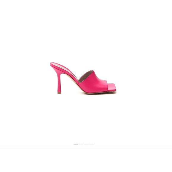 Bottega Veneta Squared Toe Stiletto Sandals Lollipop Pink Womens Size 7 - Picture 1 of 11